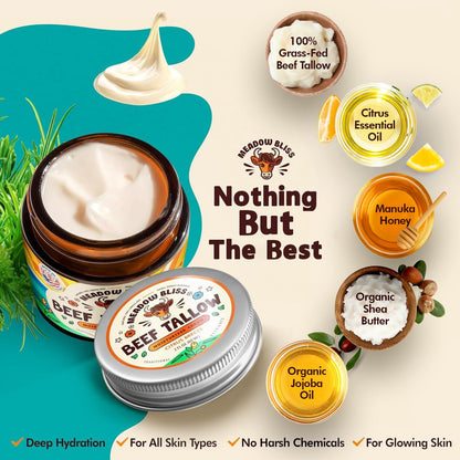 Meadow Bliss Beef Tallow with Manuka Honey (Fragrance Free)