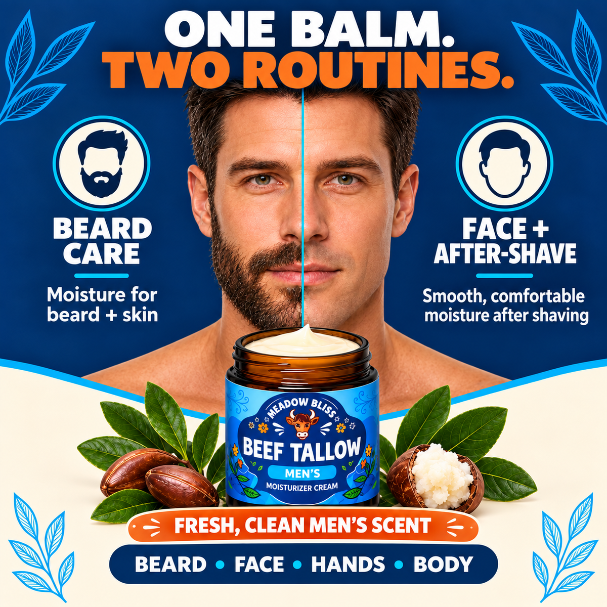 Meadow Bliss Beef Tallow for Men Moisturizer Cream