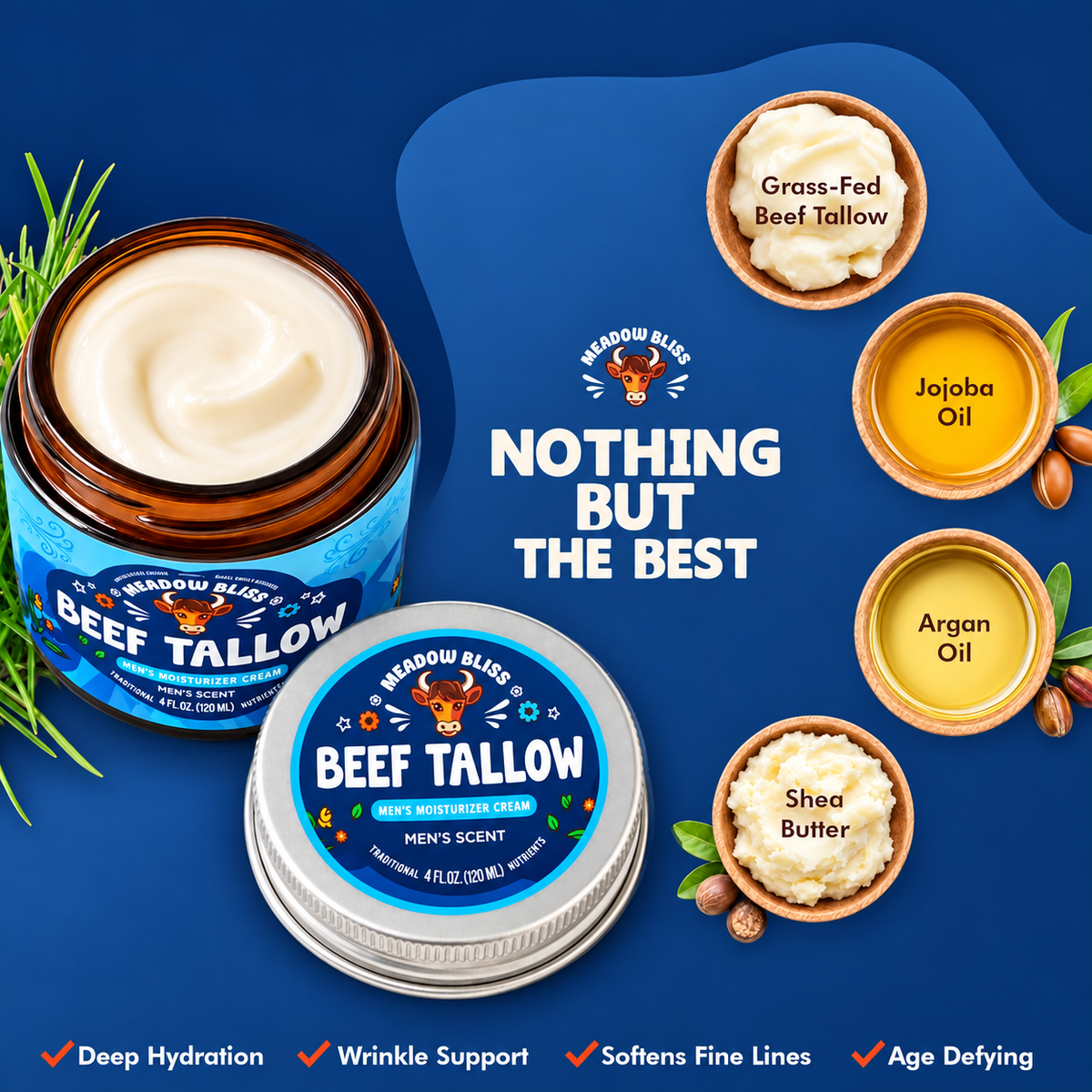 Meadow Bliss Beef Tallow for Men Moisturizer Cream
